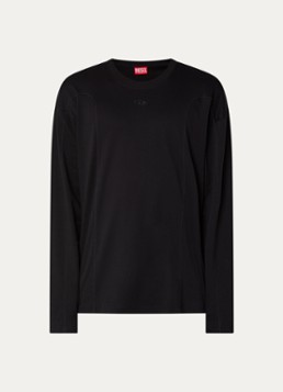 Diesel Heren T-Boxt longsleeve met logoborduring in de kleur Zwart
