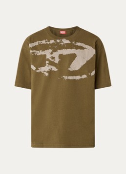 Diesel Heren T-Boxt-N14 T-shirt met flock logoprint in de kleur Mosgroen