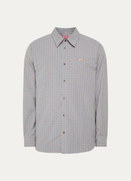 Diesel Heren S-Simply regular fit overhemd met ruitdessin en logo in de kleur Blauw