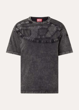 Diesel Heren T-Box-Den T-shirt met borduring in de kleur Antraciet