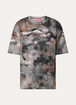 Diesel Heren T-BOXT-V7 T-shirt met camouflageprint en logo in de kleur Antraciet