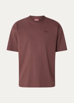 Diesel Heren Megoval-D oversized T-shirt met logo- en backborduring in de kleur Bruin