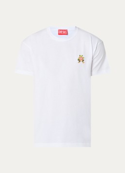 Diesel Heren T-Norm-Frog T-shirt met logo in de kleur Wit