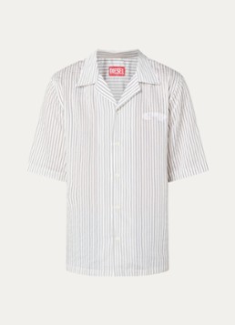 Diesel Heren S-Mac comfort fit overhemd met streepprint en logoborduring in de kleur Grijs
