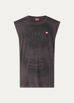Diesel Heren T-Box-SL-Notch tanktop met print in de kleur Middengrijs