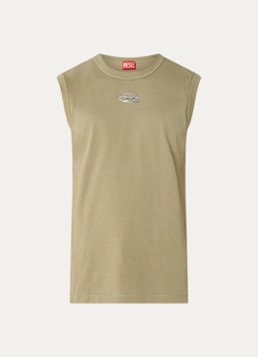 Diesel Heren T-Bisco-Iod tanktop met logo in de kleur Khaki