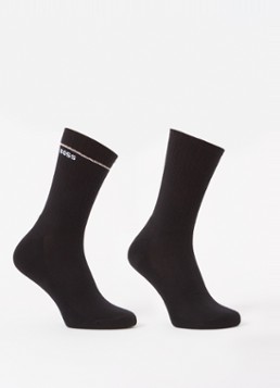 BOSS Dames QS Iconic sokken met logo in 2-pack in de kleur Zwart
