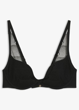 BOSS Dames Beugel bh met overlay van mesh in de kleur Zwart