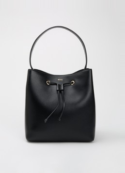 BOSS Dames Sandy Bucket schoudertas met logo in de kleur Zwart