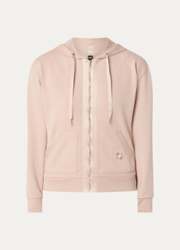 BOSS Dames Sweatvest met logoborduring en capuchon in de kleur Light Beige-270 / Beige