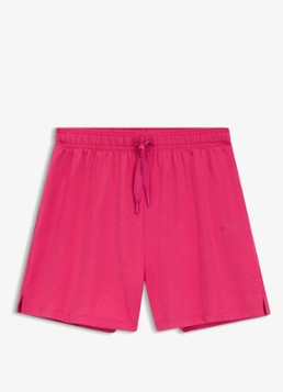BOSS Dames Pyjamashort van stretchkatoen met logokoorden in de kleur Medium Pink-661 / Roze