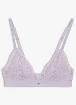 BOSS Dames Premium kanten bralette met mesh plooitjes in de kleur Lila