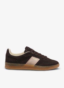 BOSS Dames Sneakers van suède in de kleur Donkerbruin