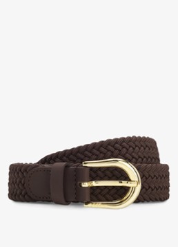 BOSS Dames Riem met gevlochten detail in de kleur Donkerbruin