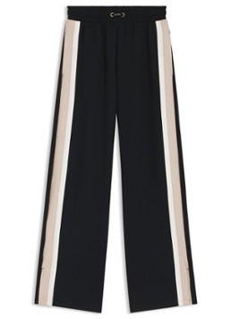 BOSS Dames High waist wide fit joggingbroek met gestreept detail in de kleur Zwart