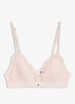 BOSS Dames Premium kanten bralette met mesh plooitjes in de kleur Roze