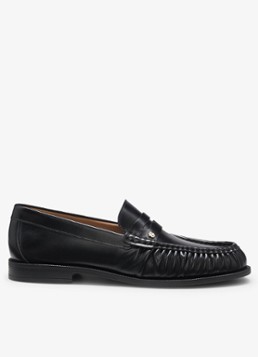 BOSS Dames Mocassin van leer in de kleur Zwart