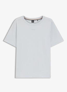 BOSS Dames Pyjamashirt van stretchkatoen met logoprint in de kleur Light/Pastel Purple-531 / Paars