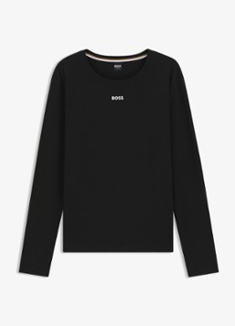 BOSS Dames Pyjama top met logo in de kleur Zwart
