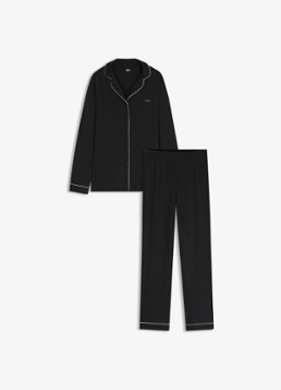 BOSS Dames Pyjamaset met logo in de kleur Zwart