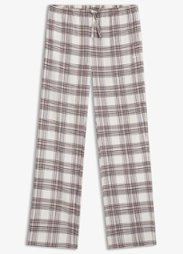 BOSS Dames Pyjamabroek met ruitdessin in de kleur Gebroken wit