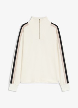 BOSS Dames Sweater met halve rits in de kleur Gebroken wit