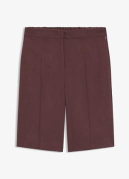 BOSS Dames Tianala high waist loose fit korte broek met plooien in de kleur Dark Brown-206 / Bruin