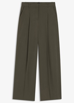 BOSS Dames High waist wide fit pantalon met steekzakken in de kleur Donkergroen