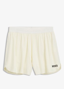 BOSS Dames Korte broek met logo in de kleur Creme