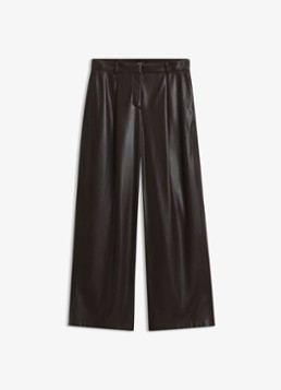 BOSS Dames High waist wide fit pantalon van imitatieleer in de kleur Bruin