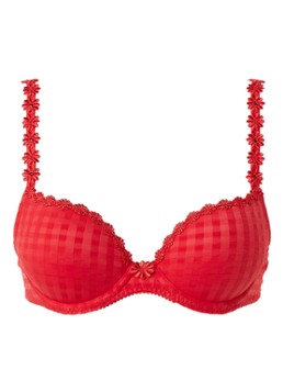 Marie Jo Dames Avero push-up bh met ruitdessin in de kleur Steenrood