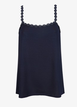 Marie Jo Dames Pyjamatop met bloemborduring in de kleur Donkerblauw