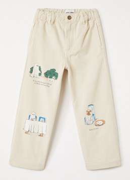 BOBO CHOSES Jongens Everyday Ghosts loose fit chino met print in de kleur Beige, maat: 6Y-7Y=116