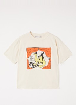 BOBO CHOSES Jongens Saurus T-shirt met print in de kleur Beige, maat: 10Y-11Y=140