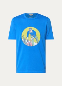 J.W. Anderson Heren Gardener T-shirt met print in de kleur Kobaltblauw, maat: S