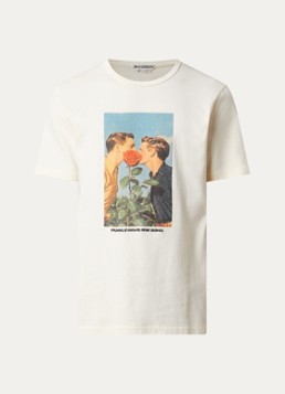 J.W. Anderson Heren Kissing by the Rose Bush T-shirt met print in de kleur Gebroken wit, maat: S