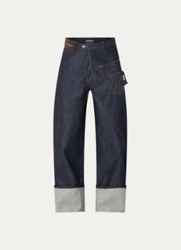 J.W. Anderson Heren Wide leg jeans met donkere wassing in de kleur Indigo, maat: 32