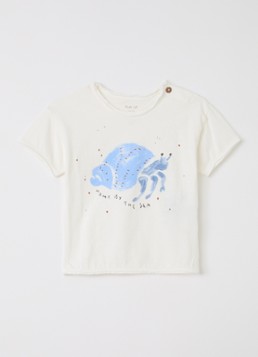 Play Up Meisjes Crab T-shirt met print in de kleur Gebroken wit, maat: 3M=62