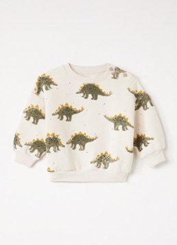 Play Up Sweater van fleece met print in de kleur Creme, maat: 36M=98