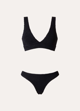 Hunza G Dames Carla bikiniset met structuur in de kleur Zwart, maat: OS