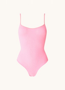 Hunza G Dames Pamela badpak met structuur in de kleur Roze, maat: OS