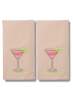 Vondels Cocktail Club servetten in linnenblend 45 x 45 cm set van 2 Beige - Deal