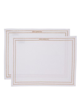 Vondels Bon Appetito placemat 42 x 32 cm set van 2 Gebroken wit - Deal