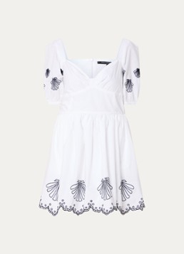 French Connection Dames Cambria mini jurk met borduring in de kleur Wit