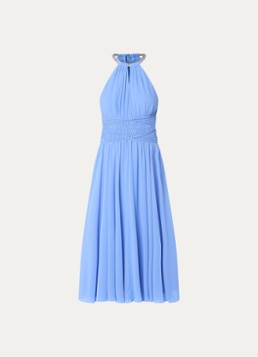 French Connection Dames Eden midi jurk met smockwerk in de kleur Blauw