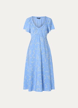 French Connection Dames Daniella midi tuniekjurk met bloemenprint en V-hals in de kleur Blauw