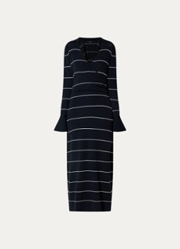 French Connection Dames Ottie fijngebreide maxi jurk met streepprint in de kleur Donkerblauw