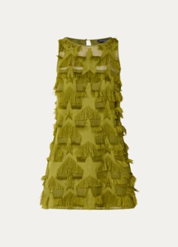 French Connection Dames Miley mini jurk met franjes in de kleur Mosgroen