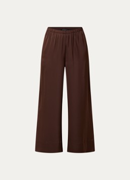 French Connection Dames Bernadetta high waist wide fit pantalon van satijn met steekzakken in de kleur Donkerbruin