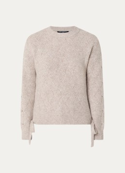 French Connection Dames Tina grofgebreide trui in wolblend met gestrikt detail in de kleur Taupe